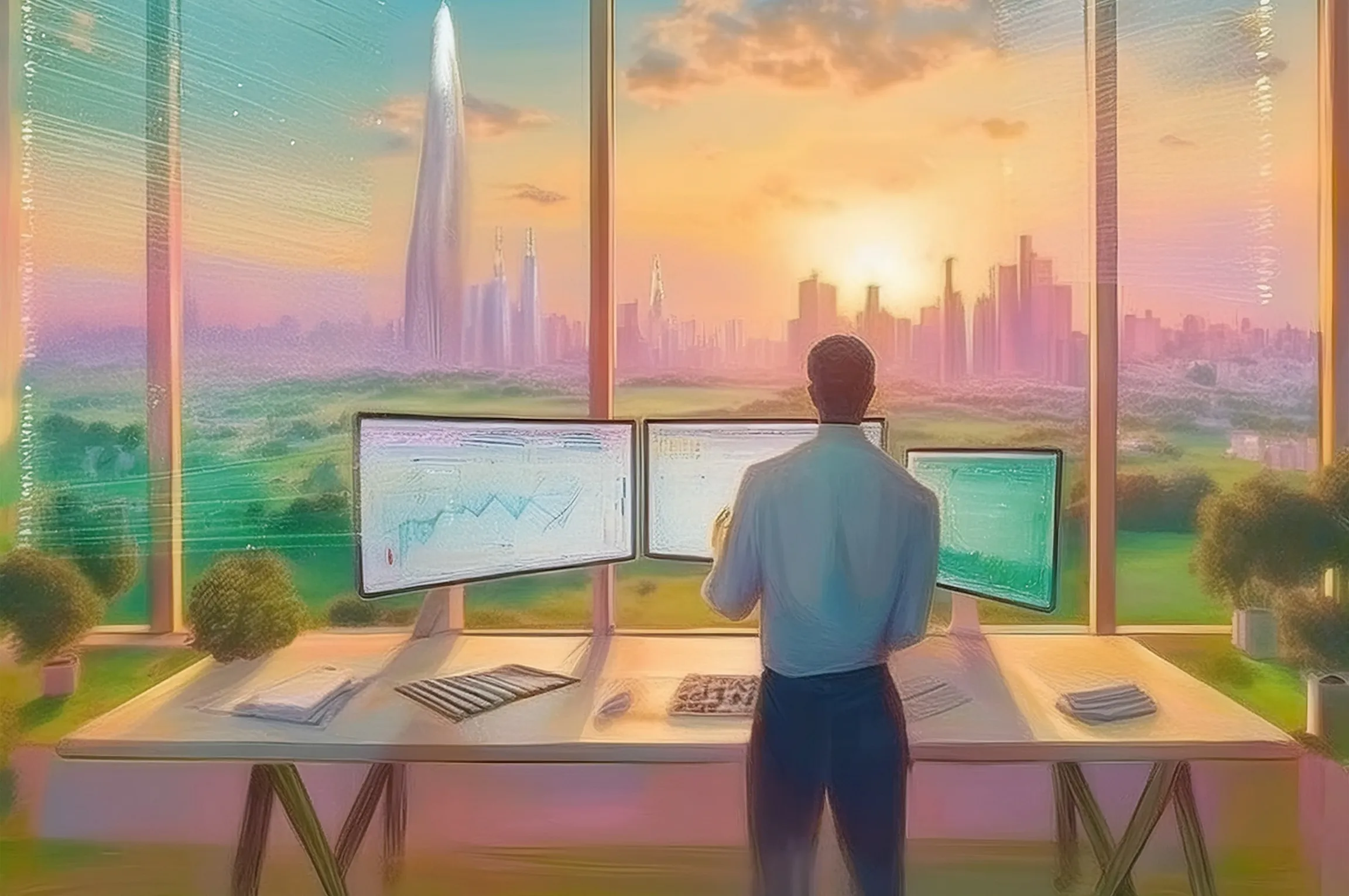 Calculator and cost management docs with construction blueprint.