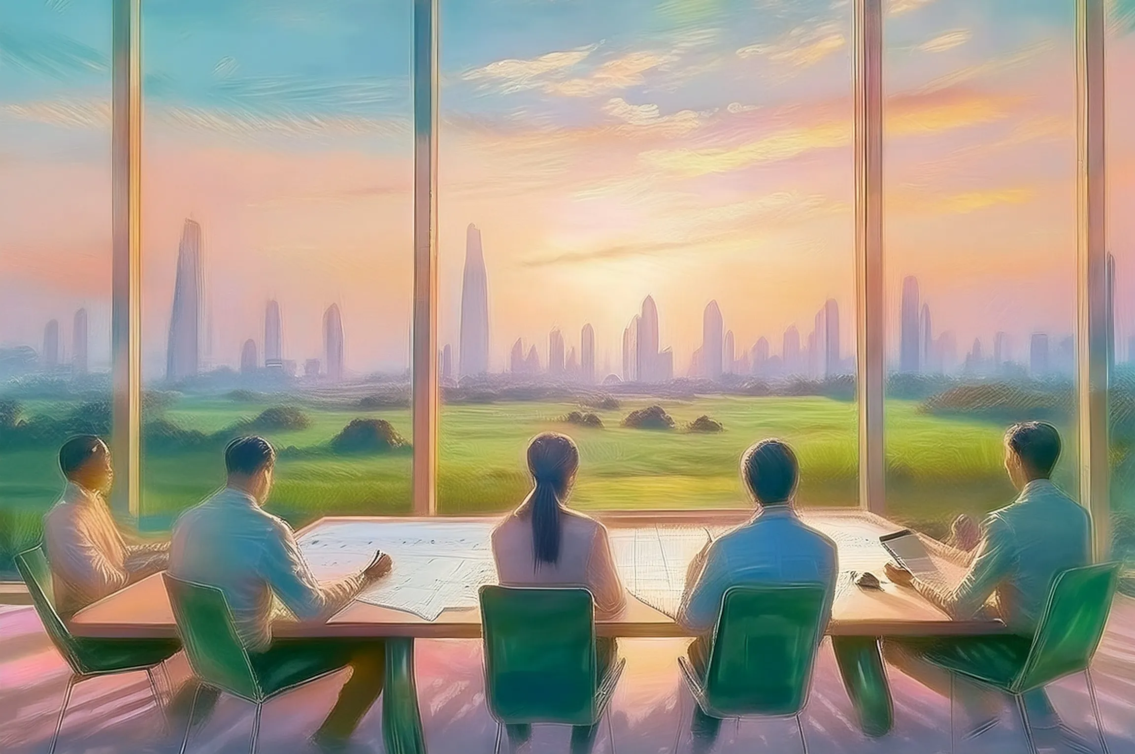 Construction site owner reviewing plans with team member.