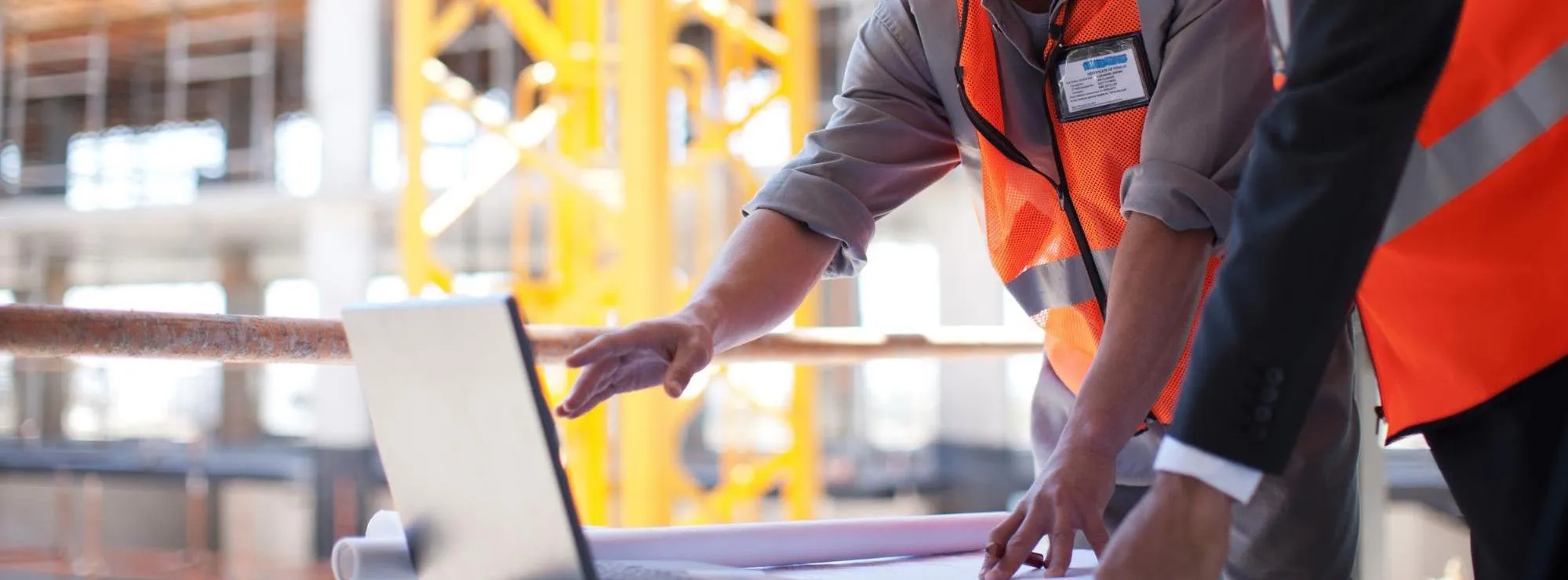Construction workers computer